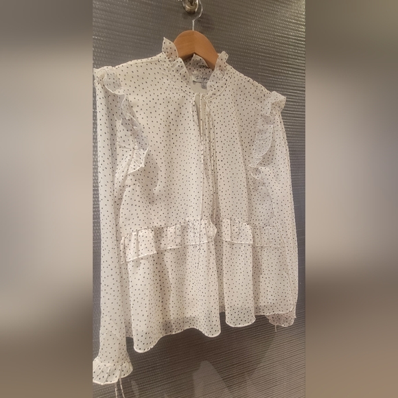 Polagram chiffon polka dot peplum blouse - Picture 4 of 6